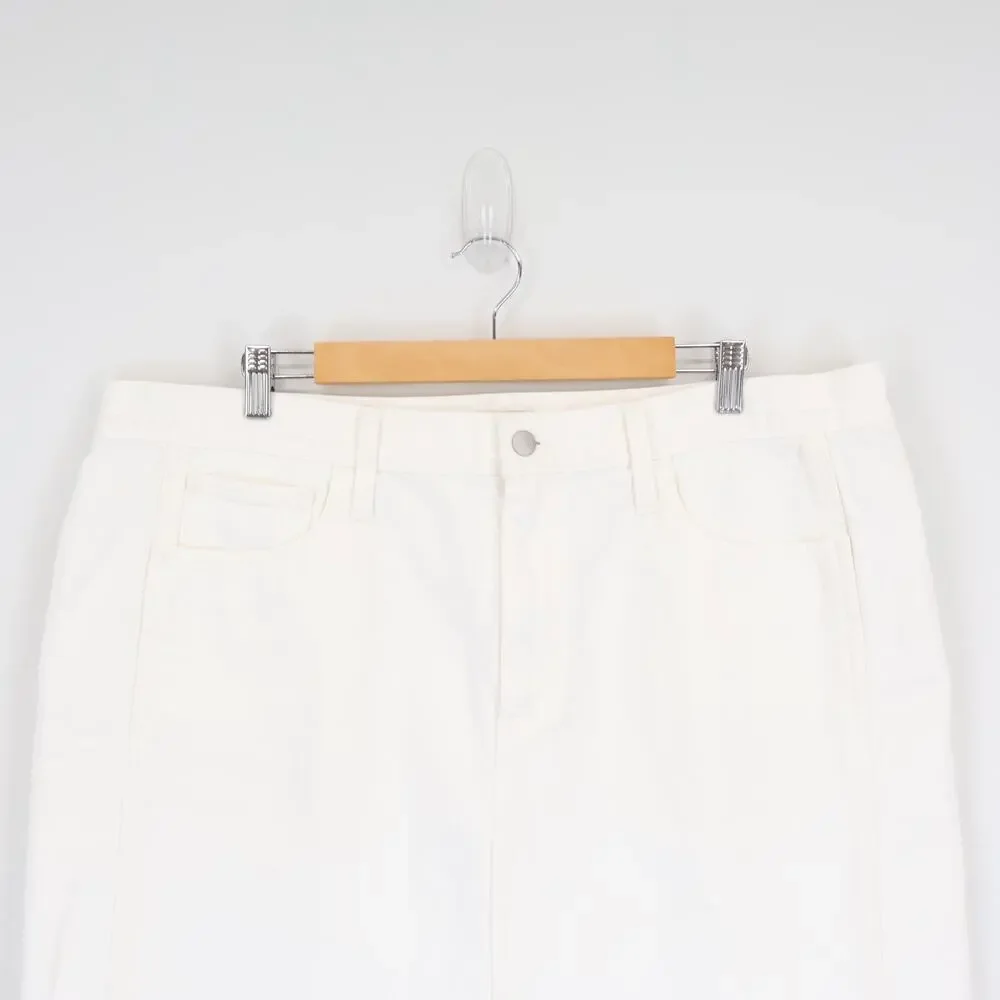 NWT Madewell Raw-Hem Mini Skirt In Pure White Rigid 100% Cotton Size 33